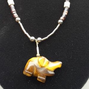 Tiger's Eye Elephant Necklace